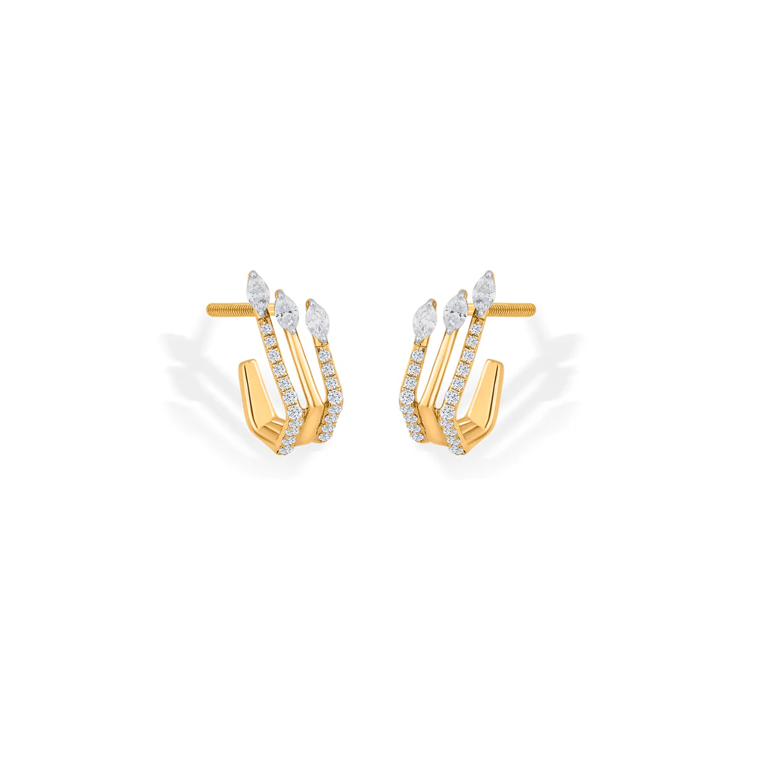 Sparkling Peaks Gold Stud Diamond Earring for Women - Image 3