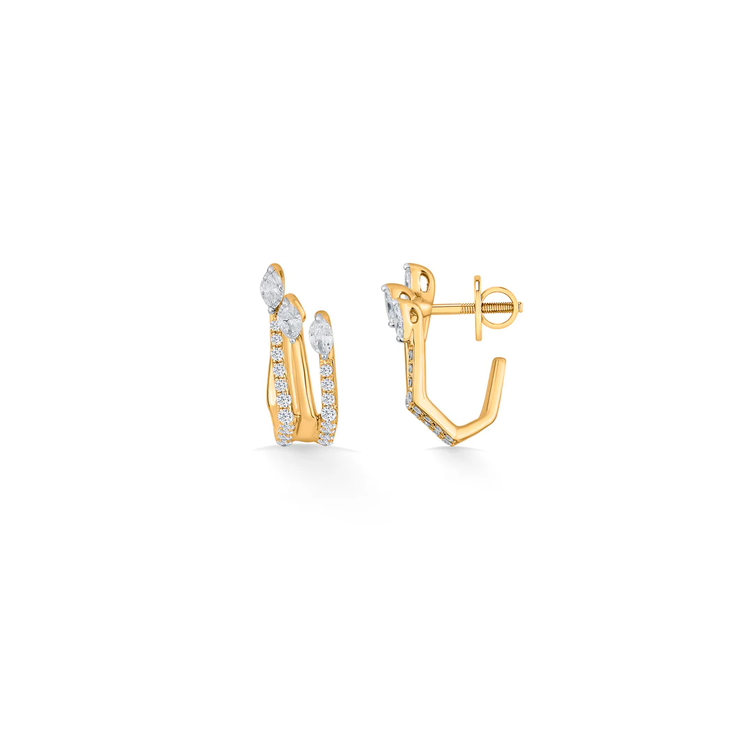 Sparkling Peaks Gold Stud Diamond Earring for Women - Image 4