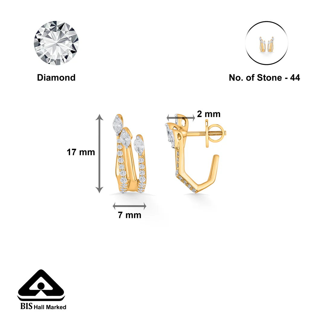 Sparkling Peaks Gold Stud Diamond Earring for Women - Image 5