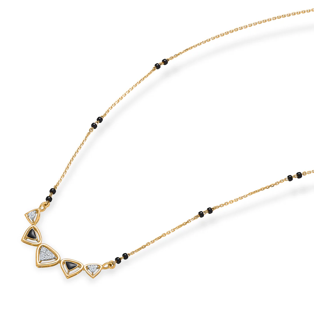 Sparkling Trine Gold & Diamond Modern Mangalsutra For Women - Image 3