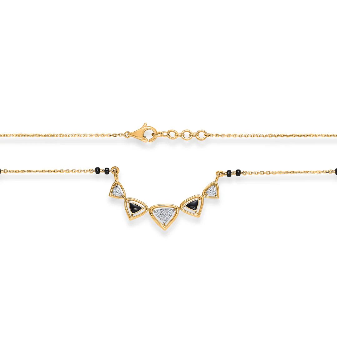 Sparkling Trine Gold & Diamond Modern Mangalsutra For Women - Image 4