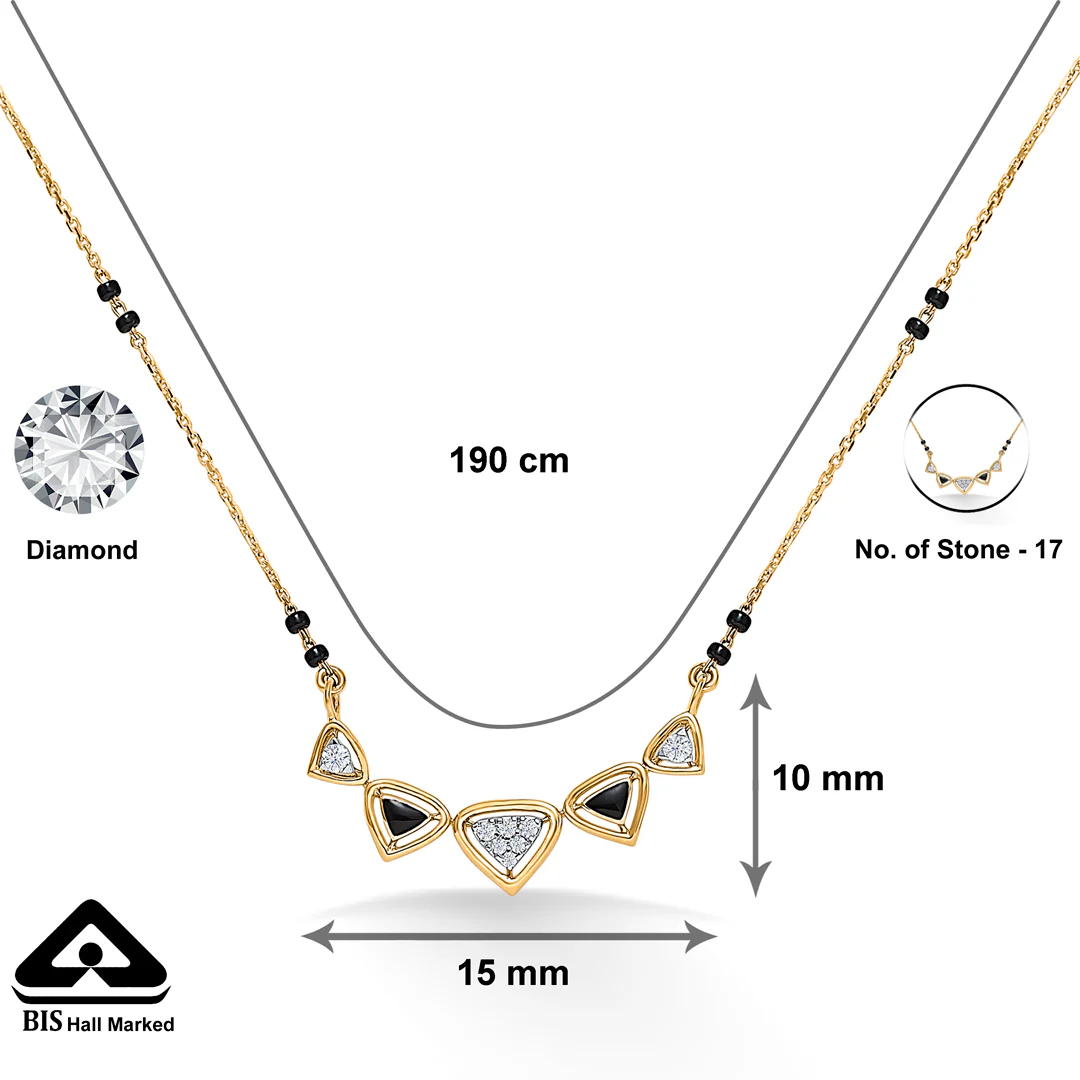 Sparkling Trine Gold & Diamond Modern Mangalsutra For Women - Image 5