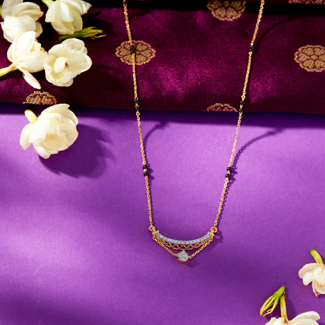 Sparkling Union Gold & Diamond Modern Mangalsutra For Women
