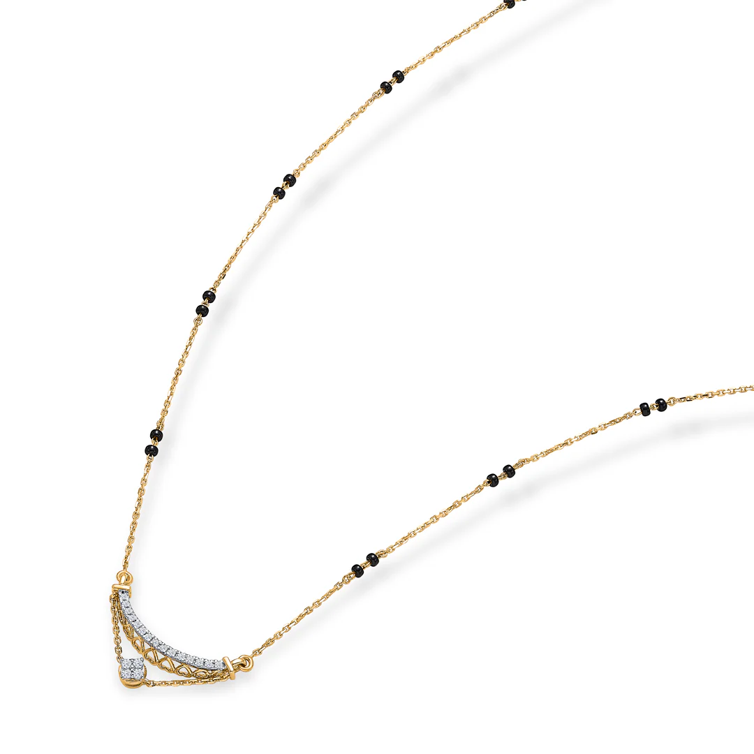 Sparkling Union Gold & Diamond Modern Mangalsutra For Women - Image 3