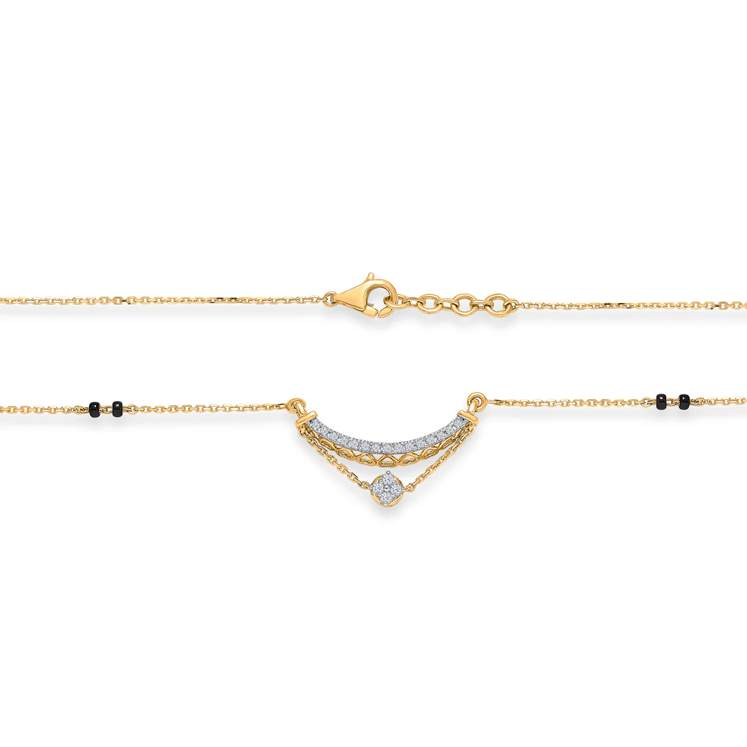 Sparkling Union Gold & Diamond Modern Mangalsutra For Women - Image 4