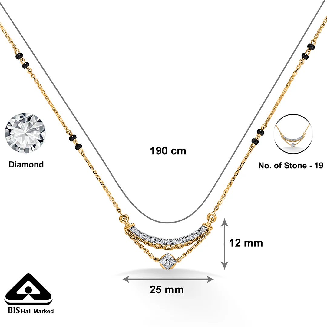 Sparkling Union Gold & Diamond Modern Mangalsutra For Women - Image 5