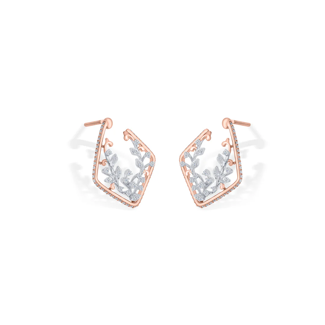 Sparkling Vine Gold Stud Diamond Earring for Women - Image 3
