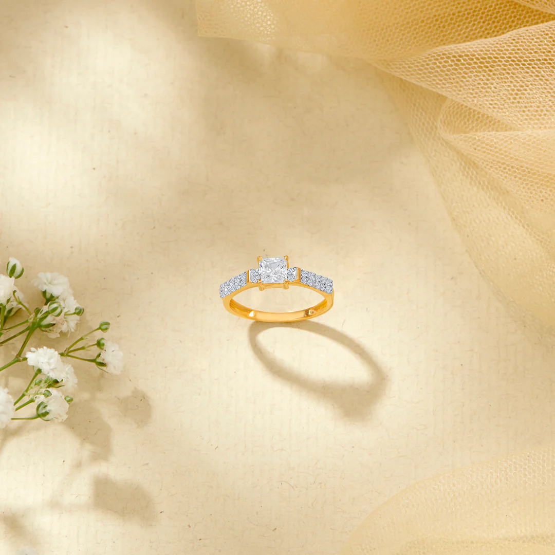 Square Serenity Gold Engagement Ring For Women