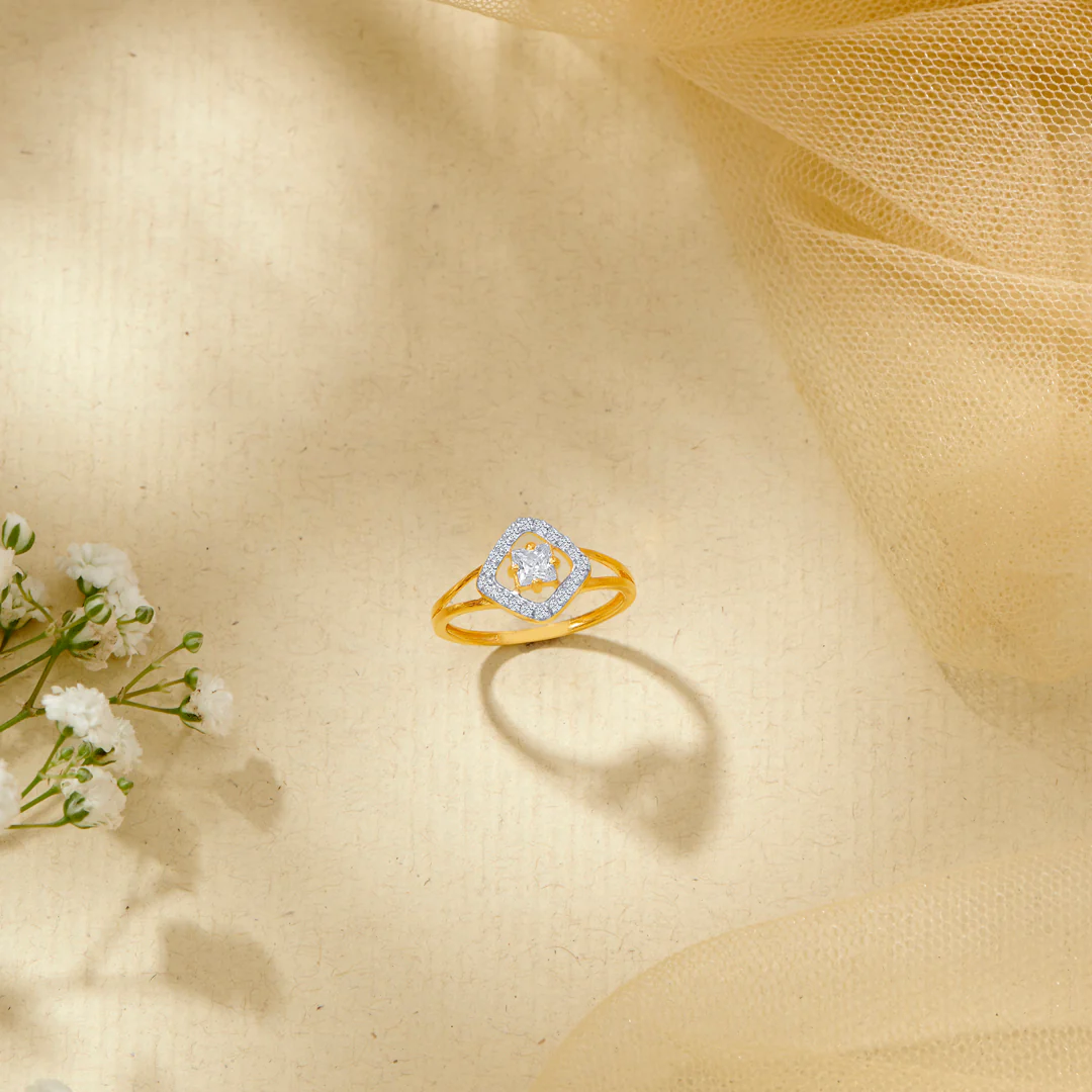 Square Symphony Gold Fashion Ring For Women