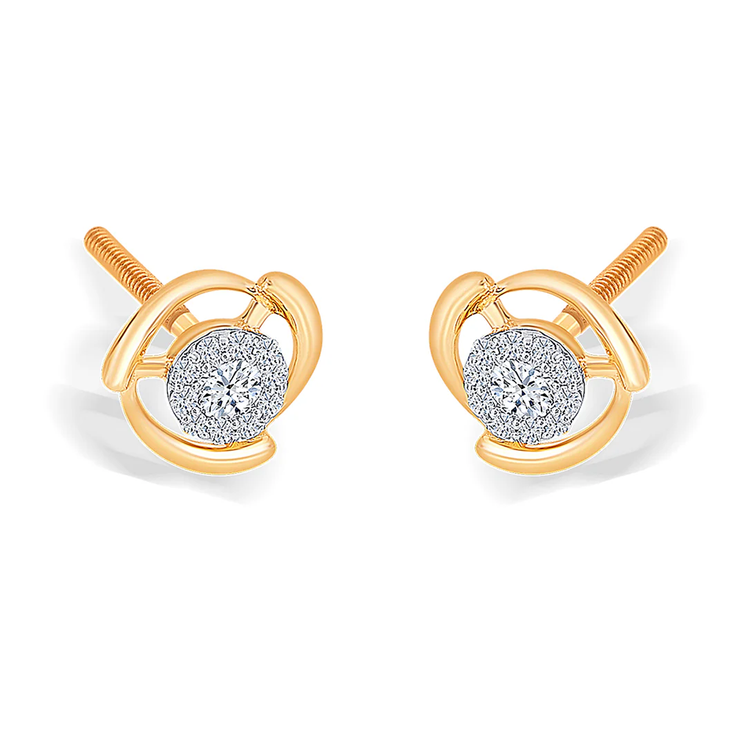 Standout Yellow Gold & Diamond Stud Earring For Women - Image 3