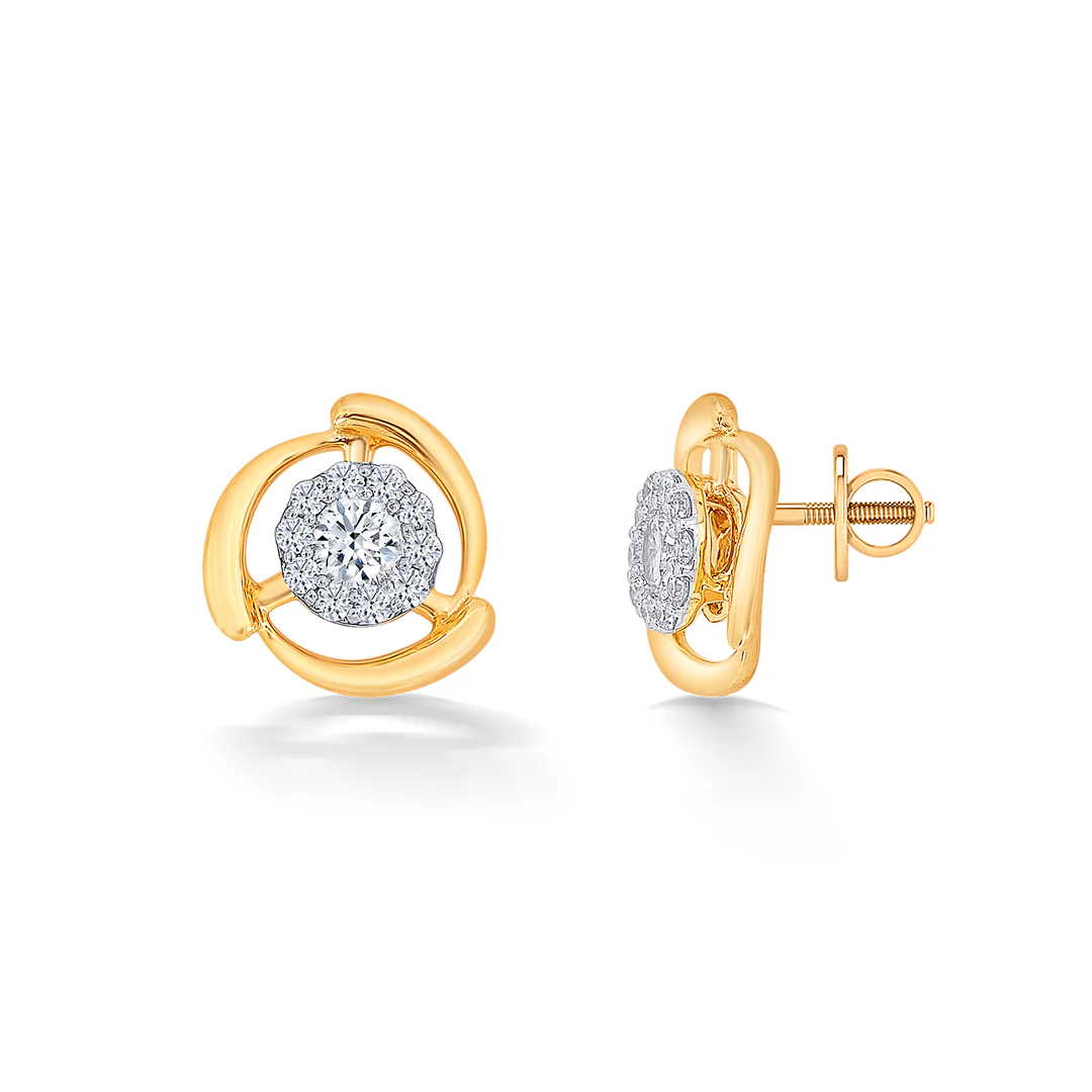 Standout Yellow Gold & Diamond Stud Earring For Women - Image 4