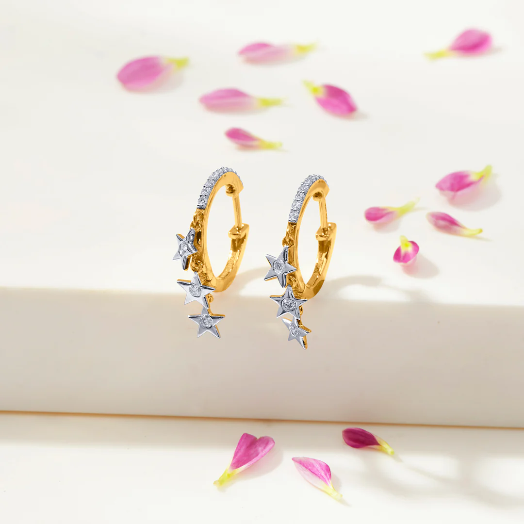 Star Gold & Diamond Earring For Women