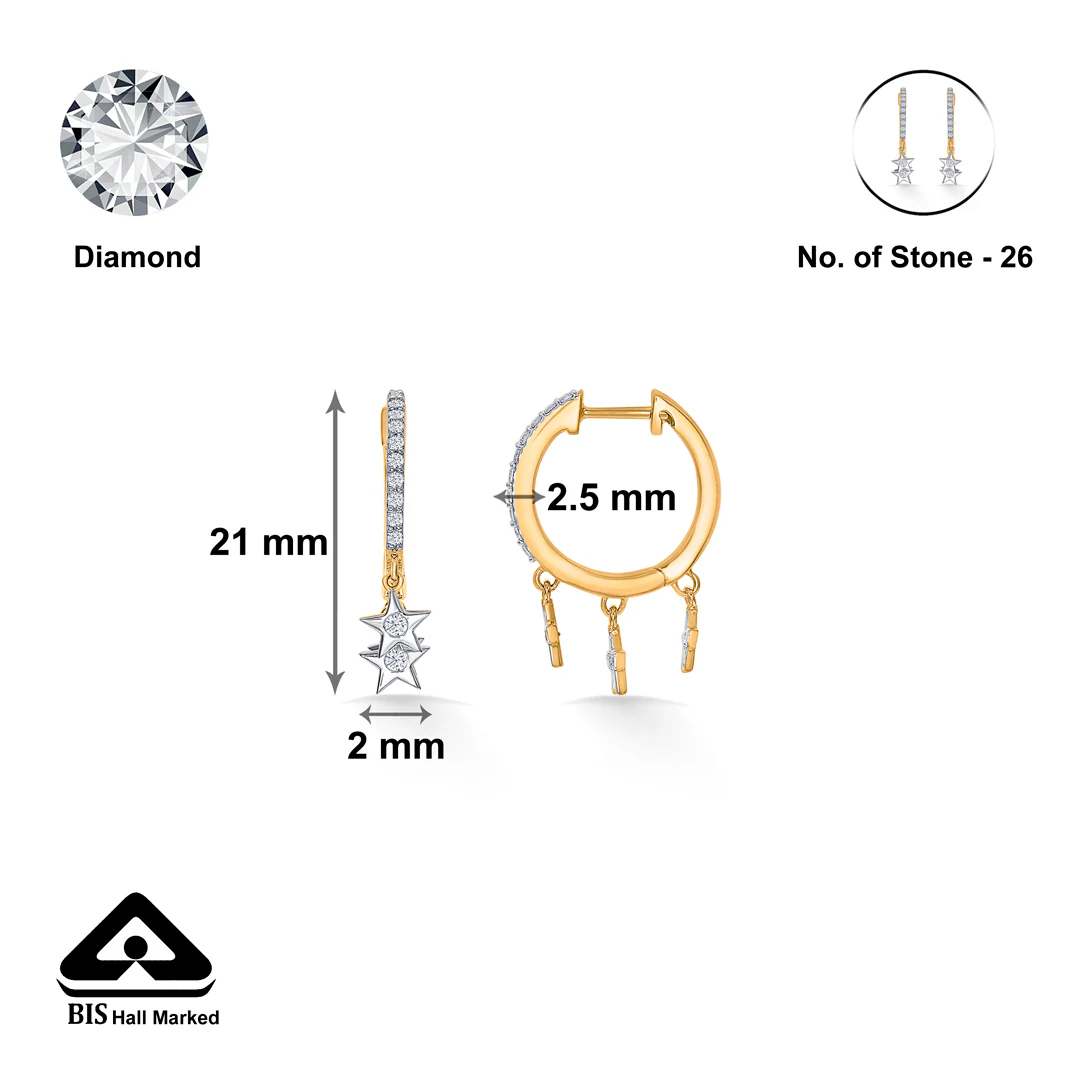 Star Gold & Diamond Earring For Women - Image 5