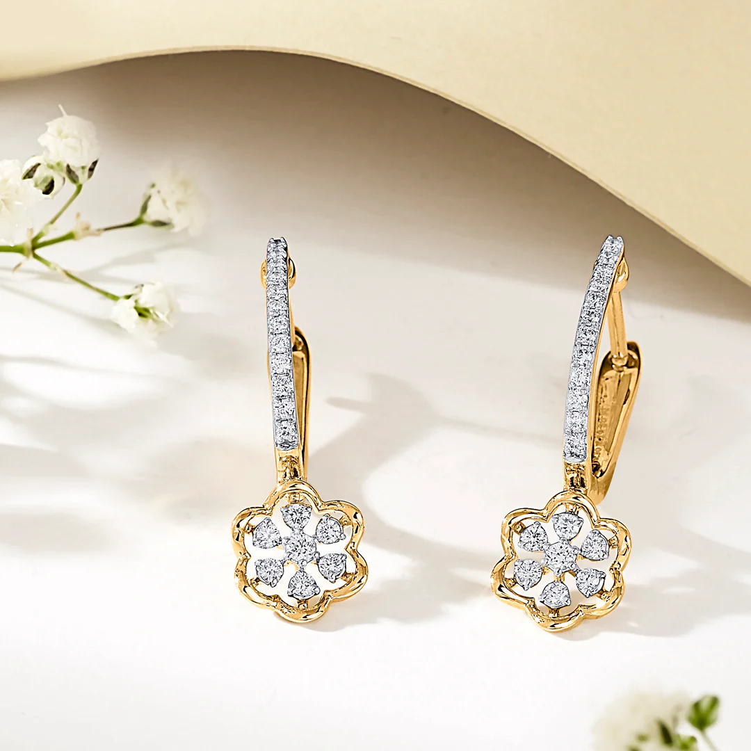 Starflower Glow Yellow Gold Dangler Earring for Women