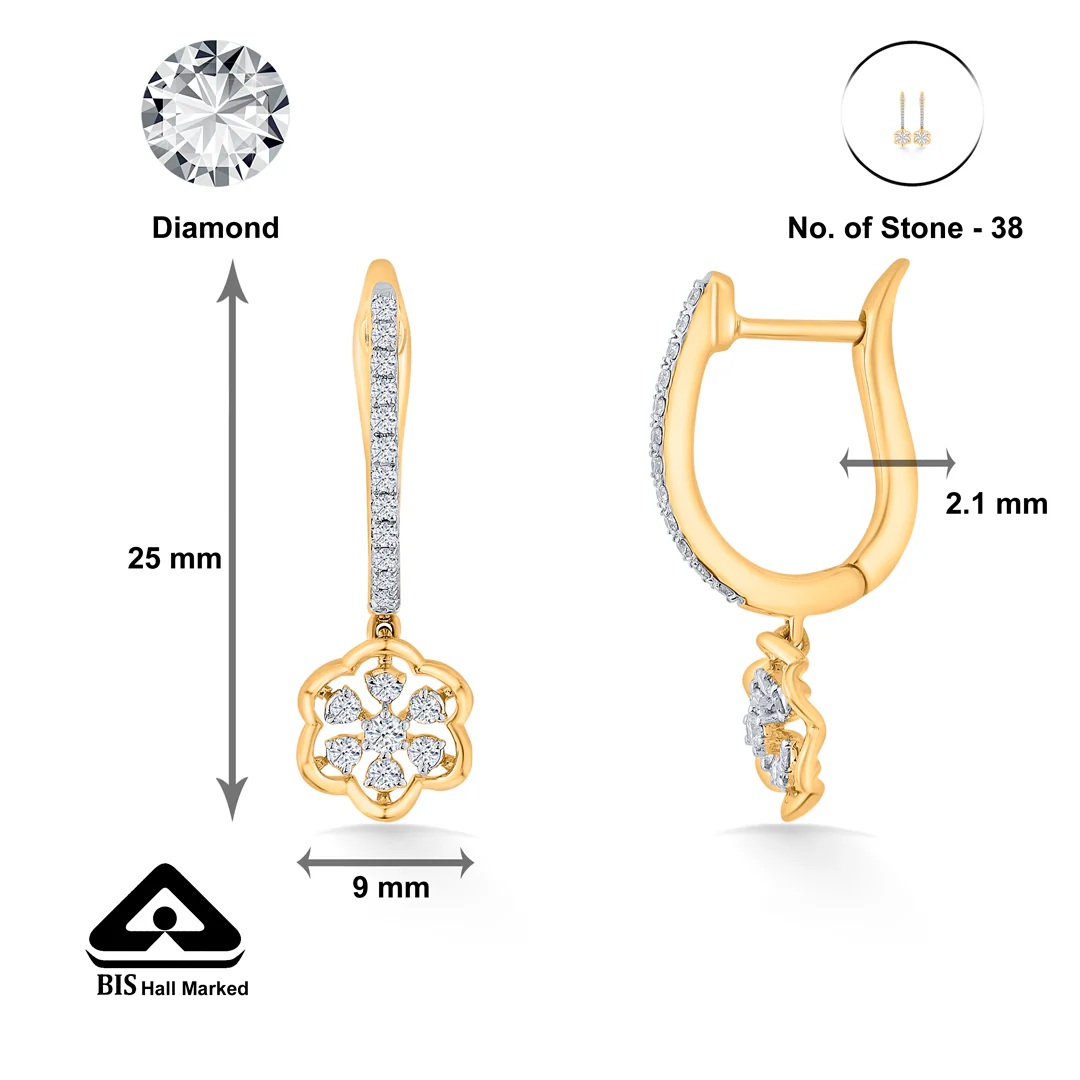 Starflower Glow Yellow Gold Dangler Earring for Women - Image 5