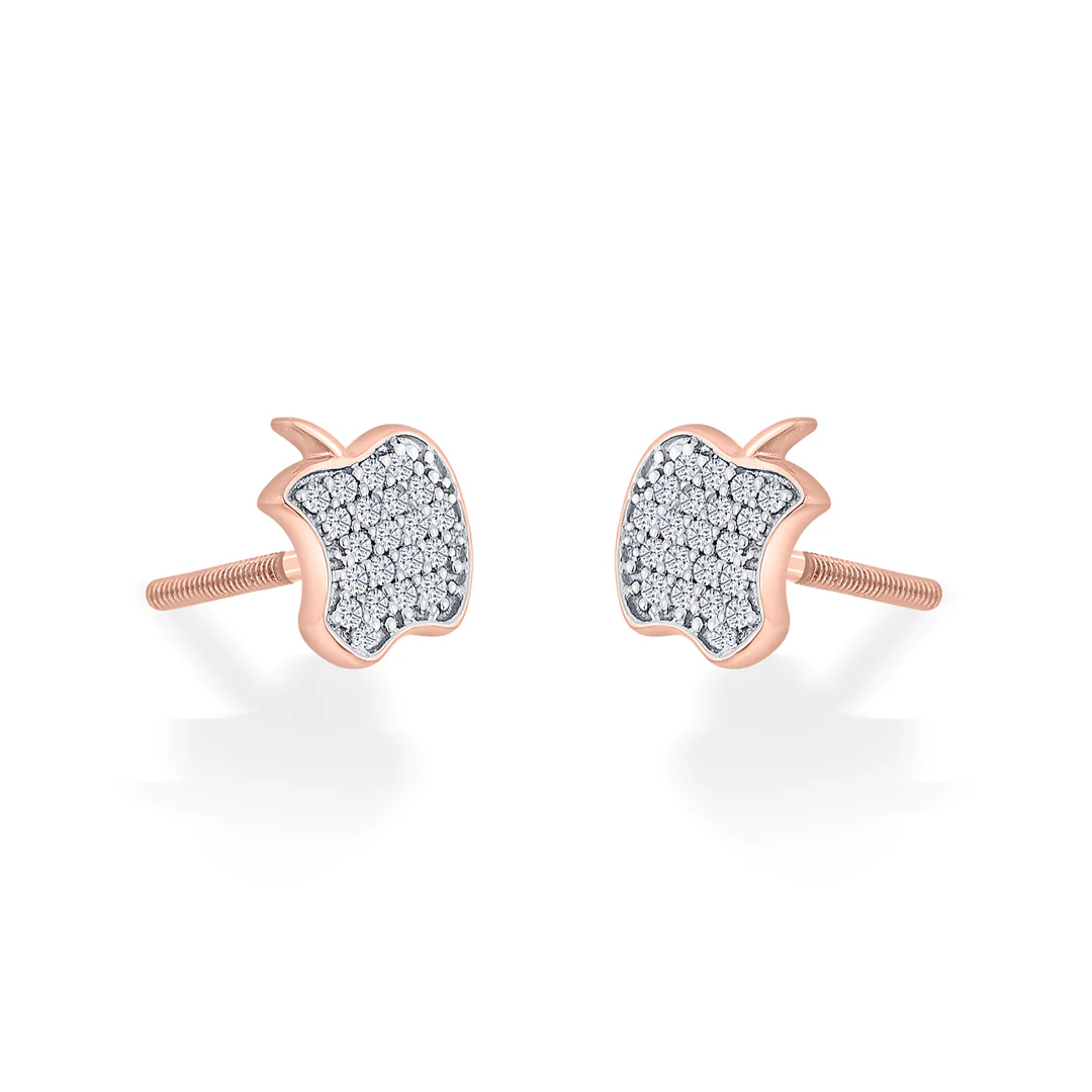Starlit Apple Gold Stud Diamond Earring for Women - Image 3