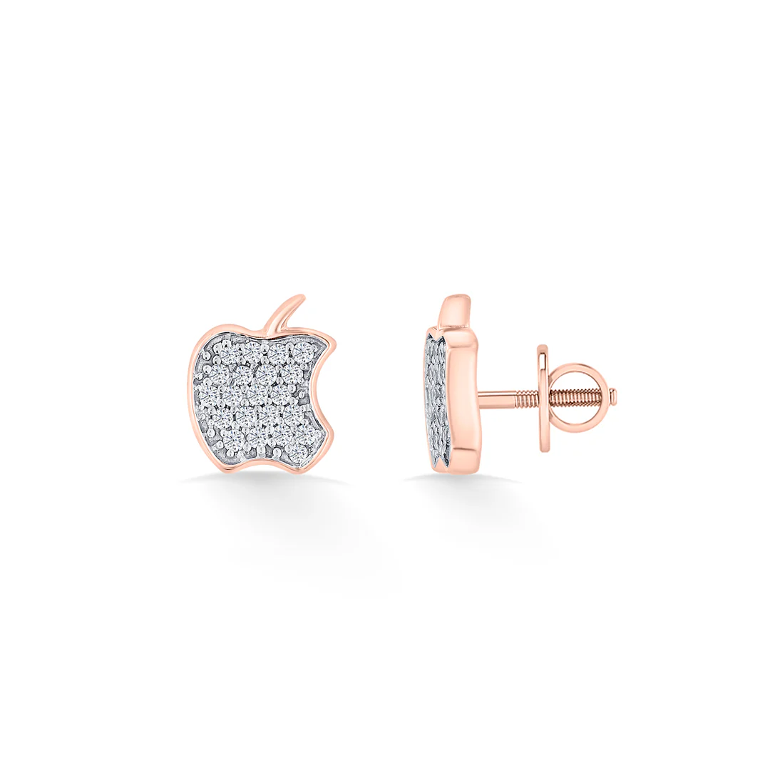 Starlit Apple Gold Stud Diamond Earring for Women - Image 4