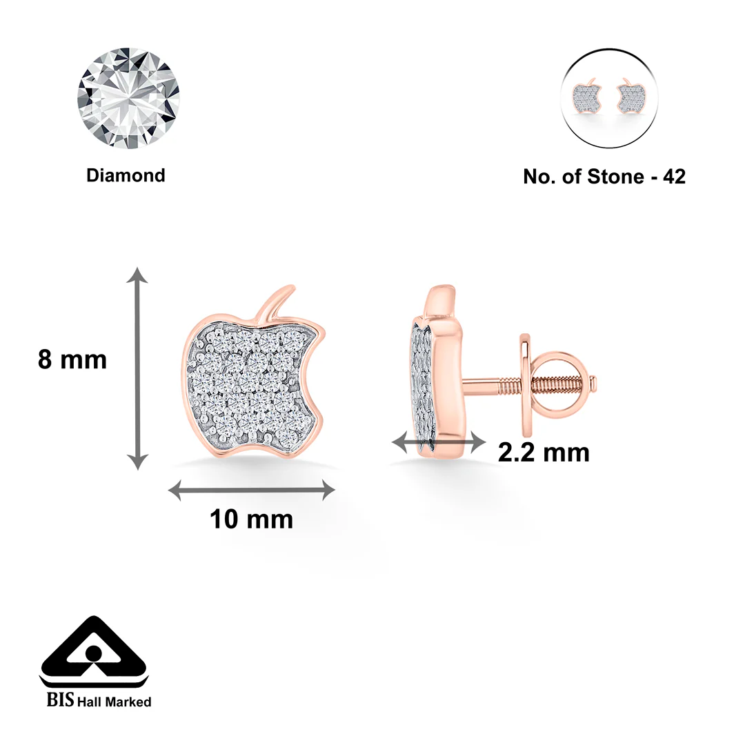 Starlit Apple Gold Stud Diamond Earring for Women - Image 5