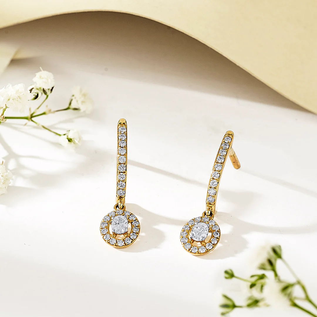 Starlit Loop Yellow Gold Dangler Earring for Women