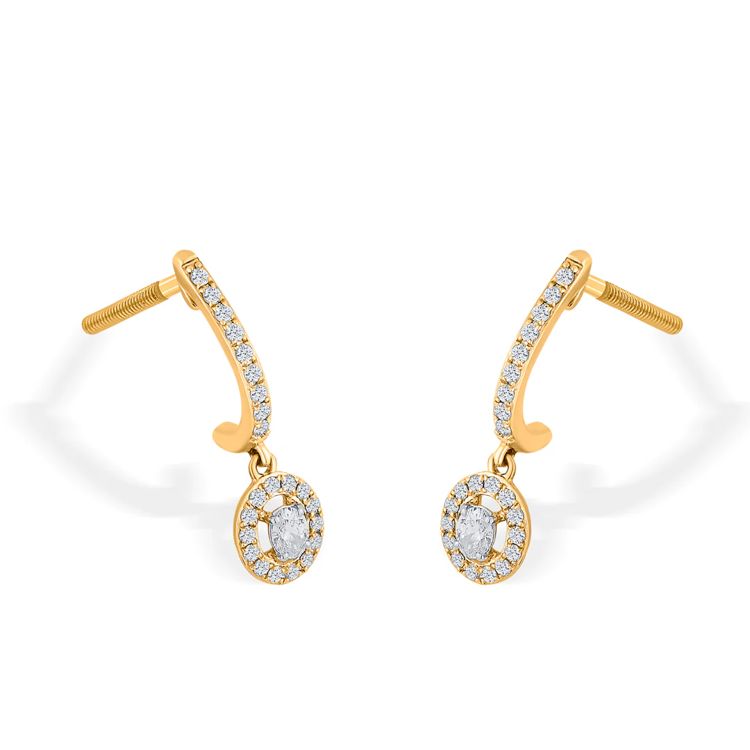 Starlit Loop Yellow Gold Dangler Earring for Women - Image 3