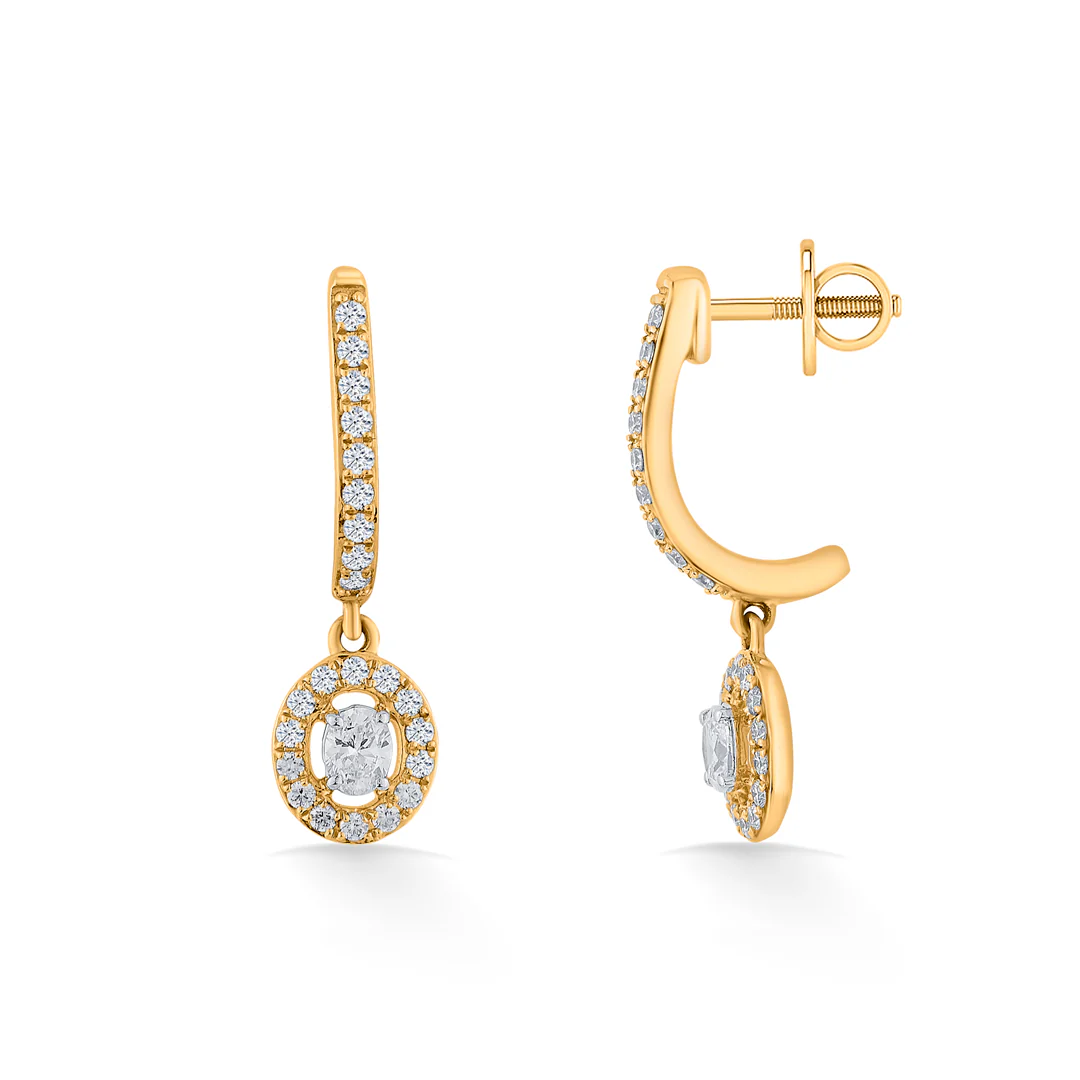 Starlit Loop Yellow Gold Dangler Earring for Women - Image 4