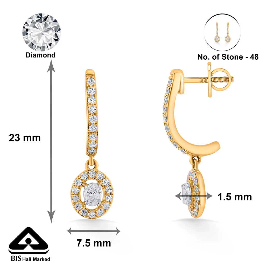 Starlit Loop Yellow Gold Dangler Earring for Women - Image 5