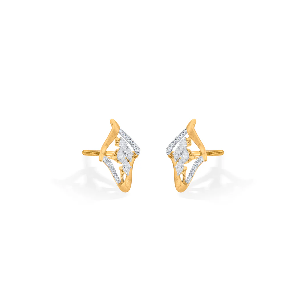 Starlit Window Gold Stud Diamond Earring for Women - Image 3