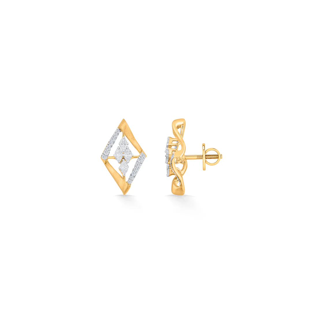Starlit Window Gold Stud Diamond Earring for Women - Image 4