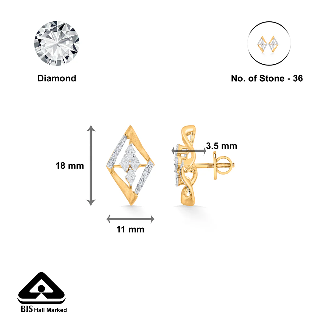 Starlit Window Gold Stud Diamond Earring for Women - Image 5