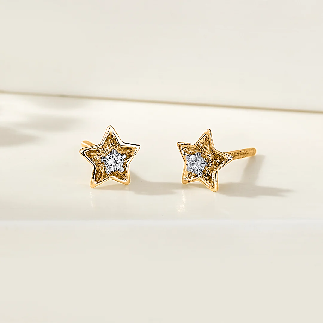 Starry Charm Gold Stud Diamond Earring for Women