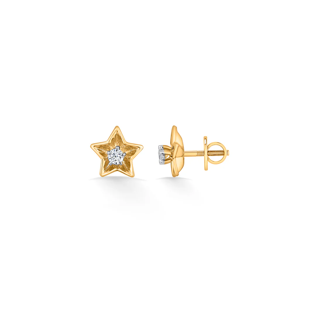 Starry Charm Gold Stud Diamond Earring for Women - Image 4