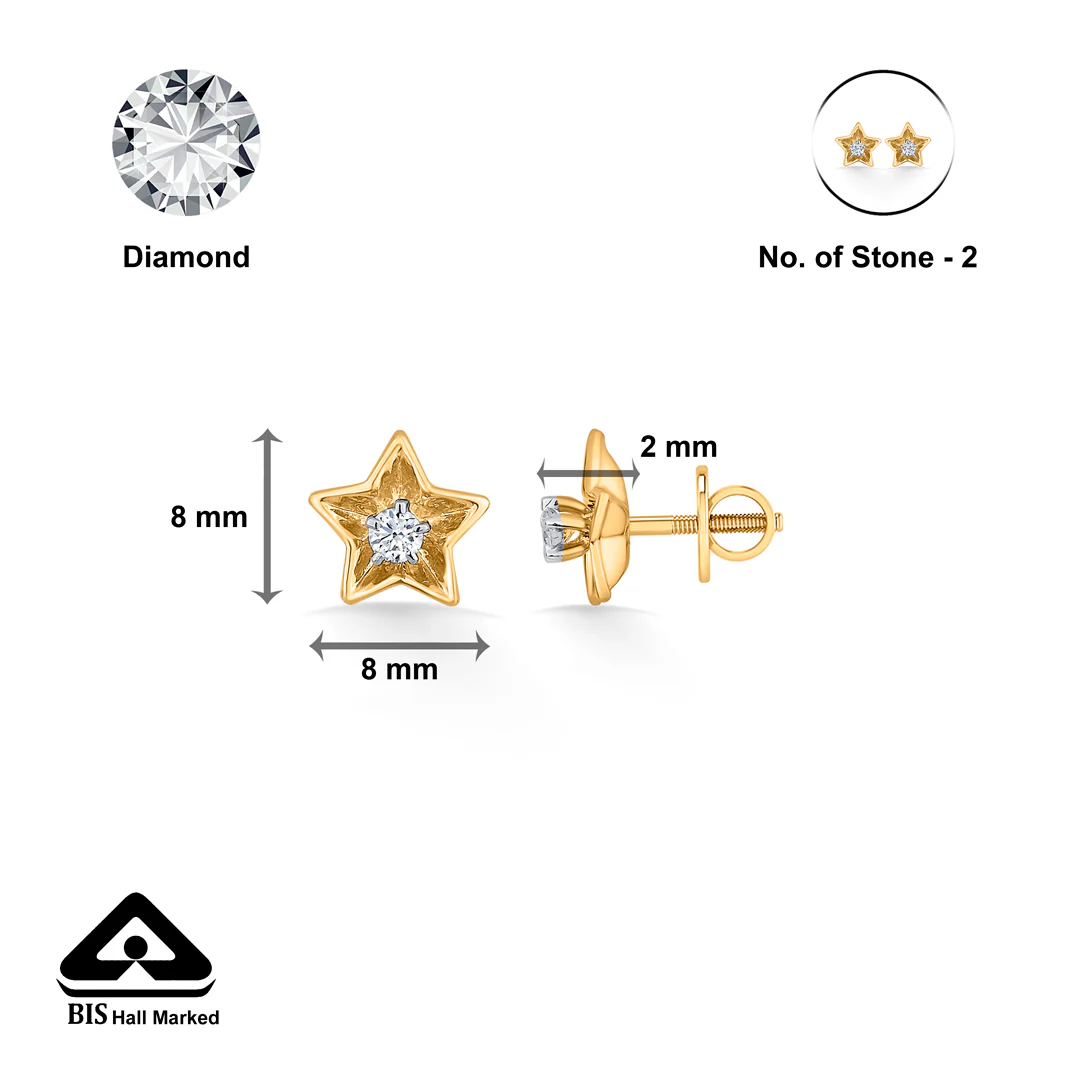 Starry Charm Gold Stud Diamond Earring for Women - Image 5