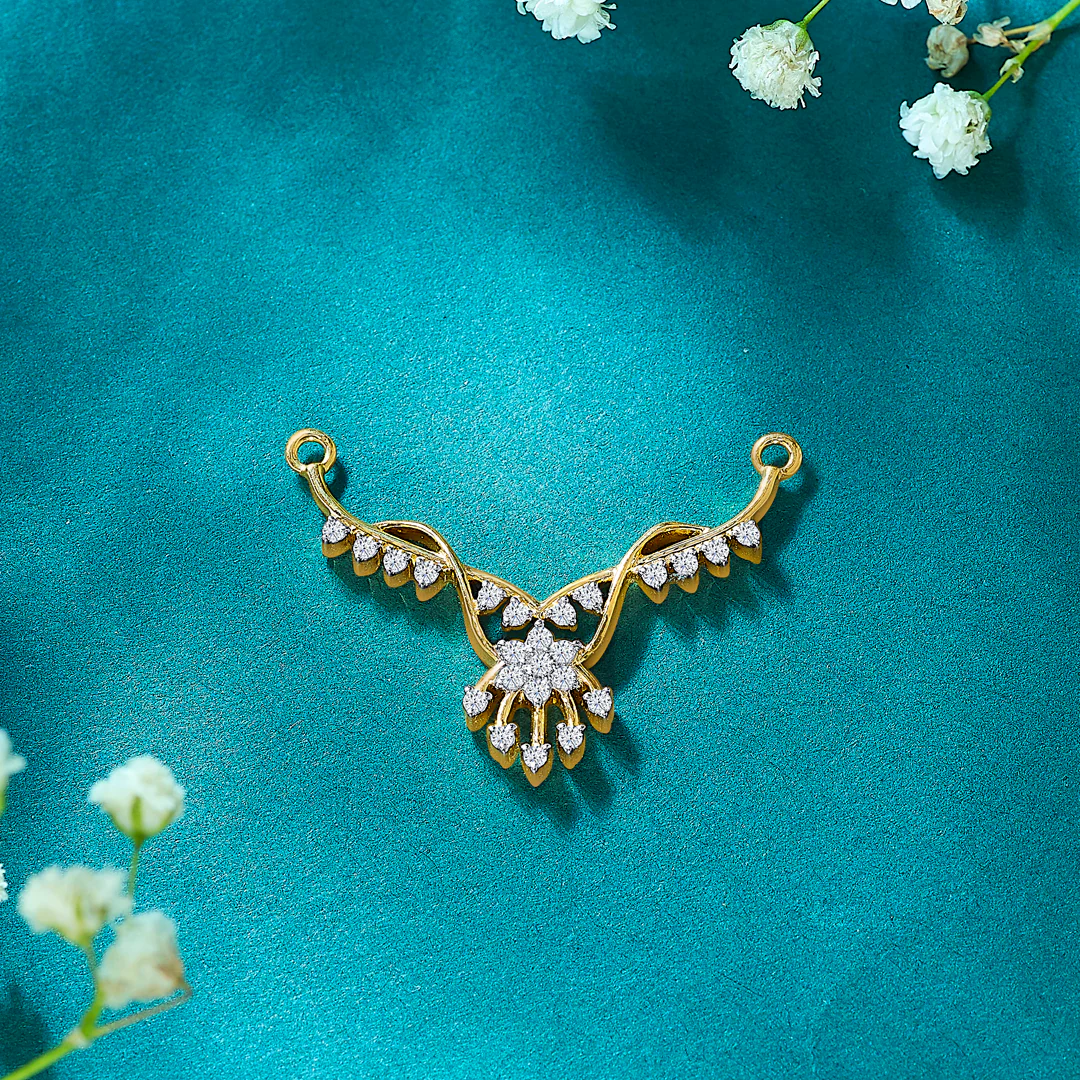 Starry Designer Yellow Gold & Diamond Tanmaniya Mangalsutra For Women