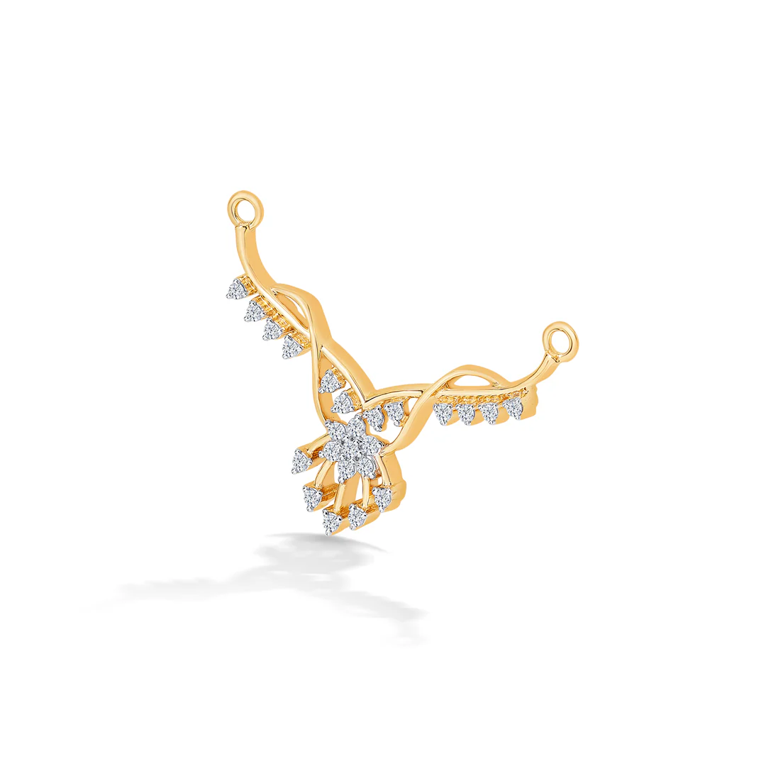 Starry Designer Yellow Gold & Diamond Tanmaniya Mangalsutra For Women - Image 3