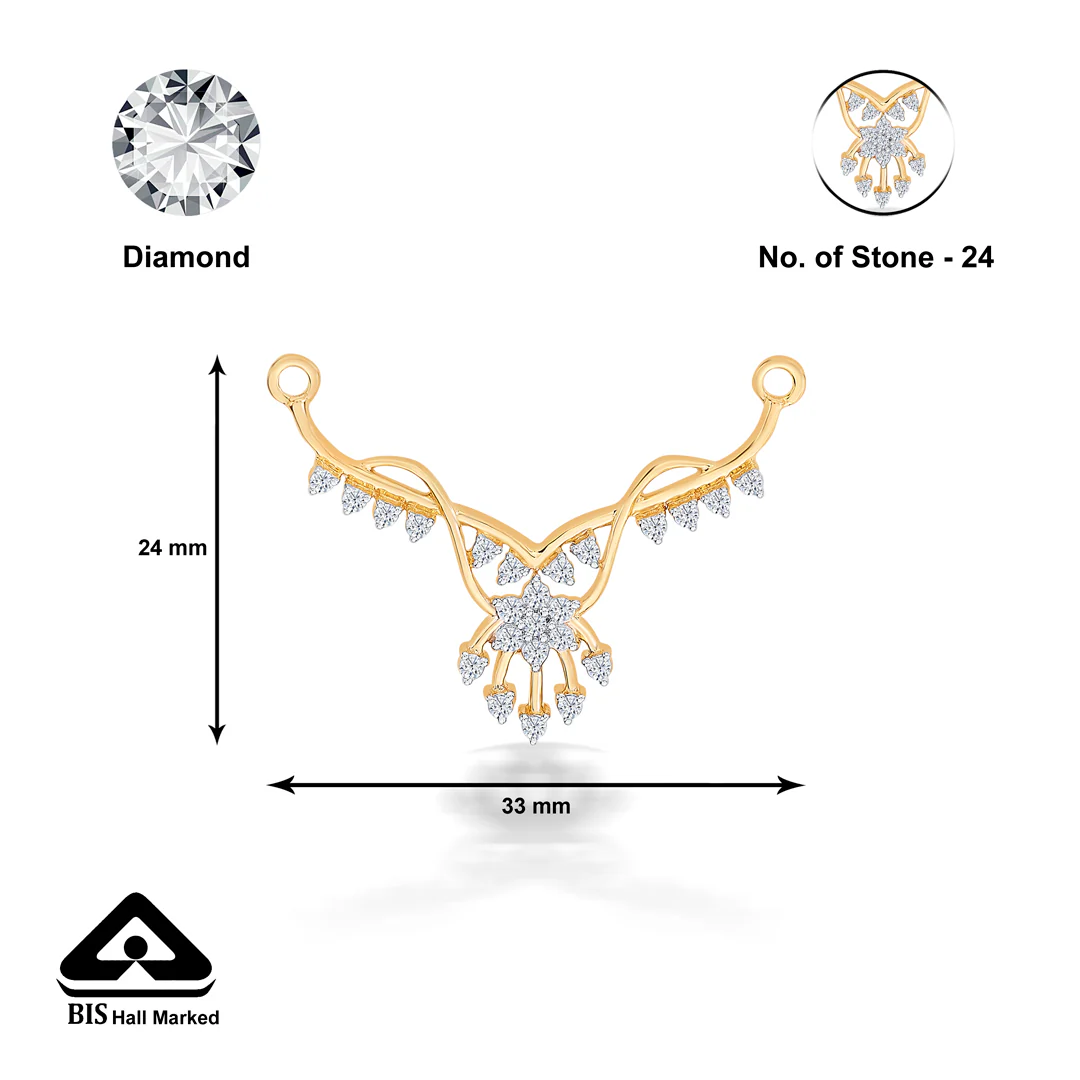 Starry Designer Yellow Gold & Diamond Tanmaniya Mangalsutra For Women - Image 5