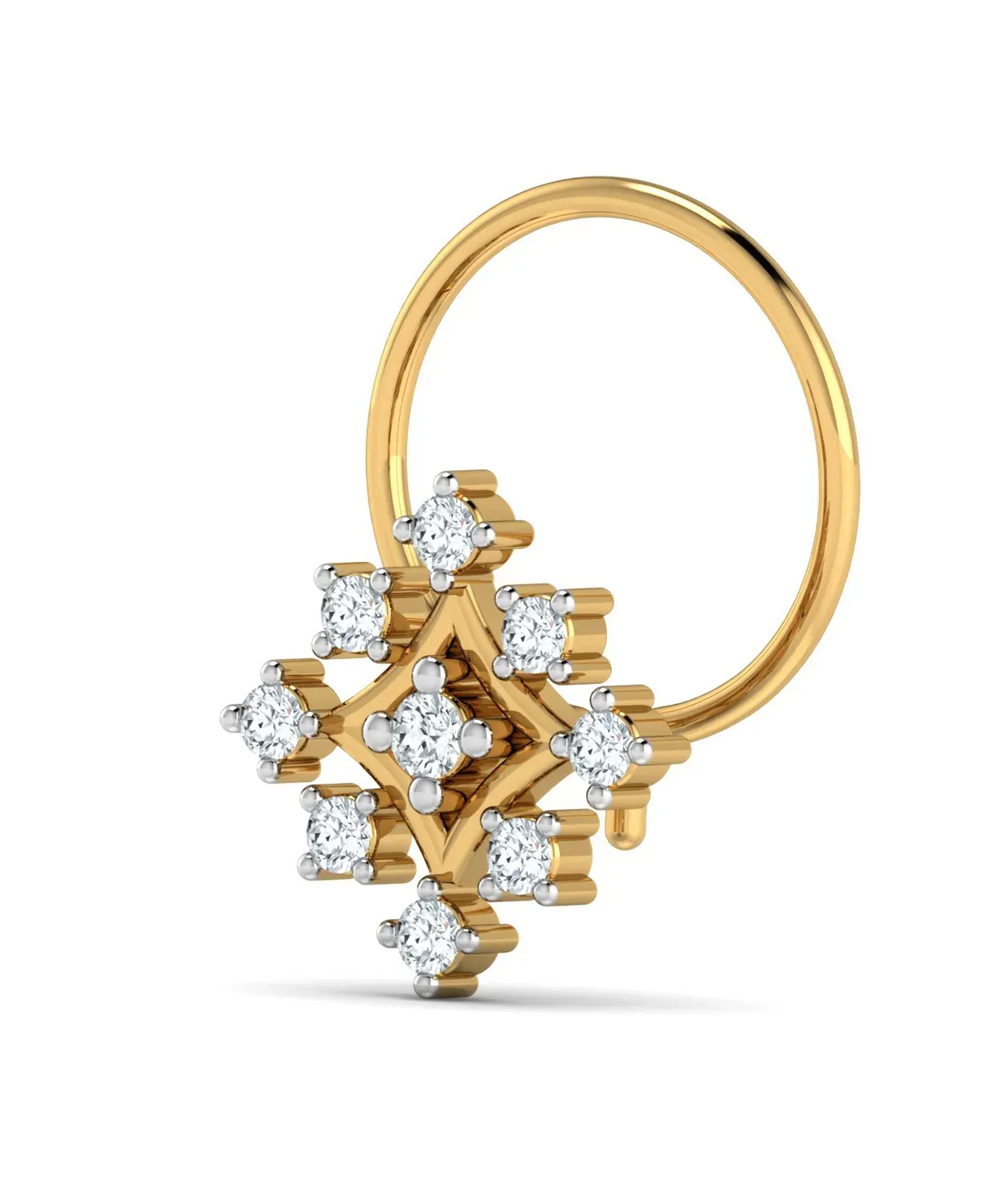 Sterling Square Diamond Nosepin - Image 4
