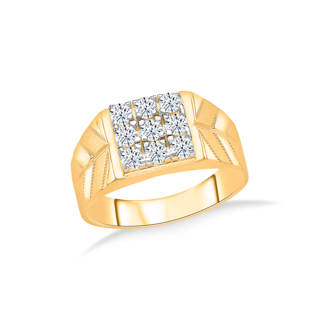 Stone Apex Yellow Gold Men's Ring