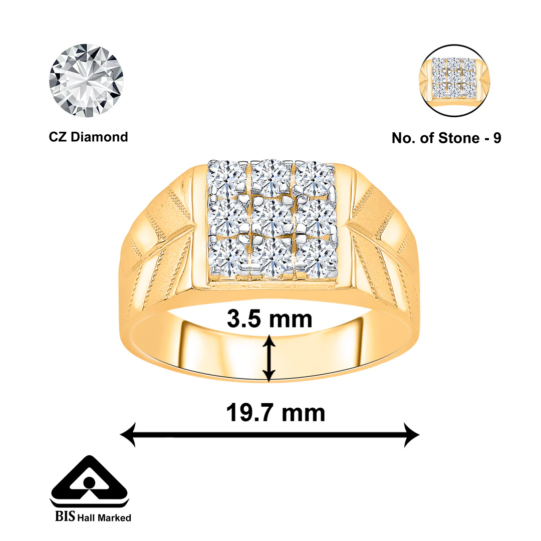 Stone Apex Yellow Gold Men's Ring - Image 2