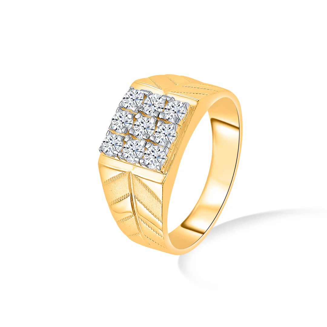 Stone Apex Yellow Gold Men's Ring - Image 3
