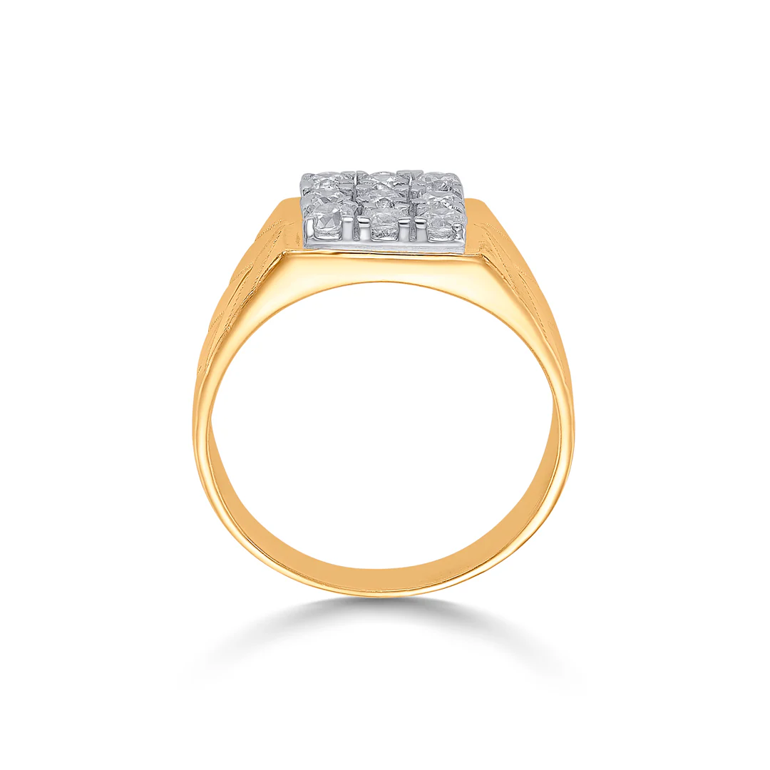 Stone Apex Yellow Gold Men's Ring - Image 4