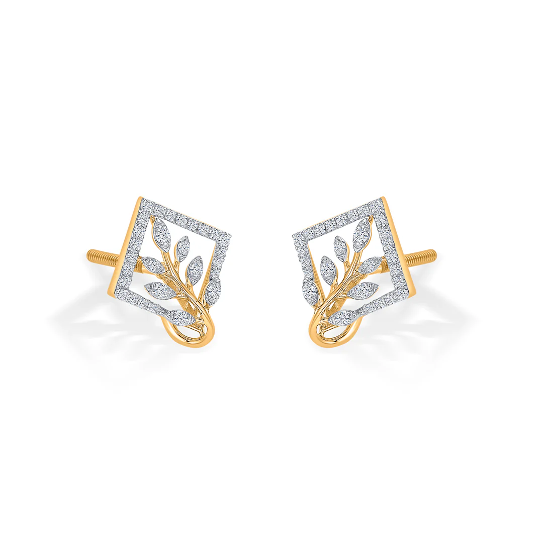 Sylvara Bloom Gold & Diamond Stud Earring - Image 3