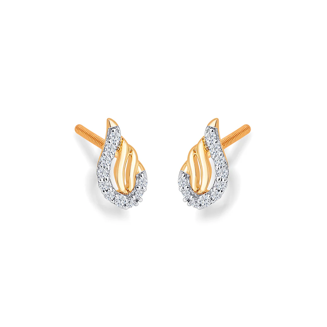 Symphony Yellow Gold & Diamond Stud Earring - Image 3