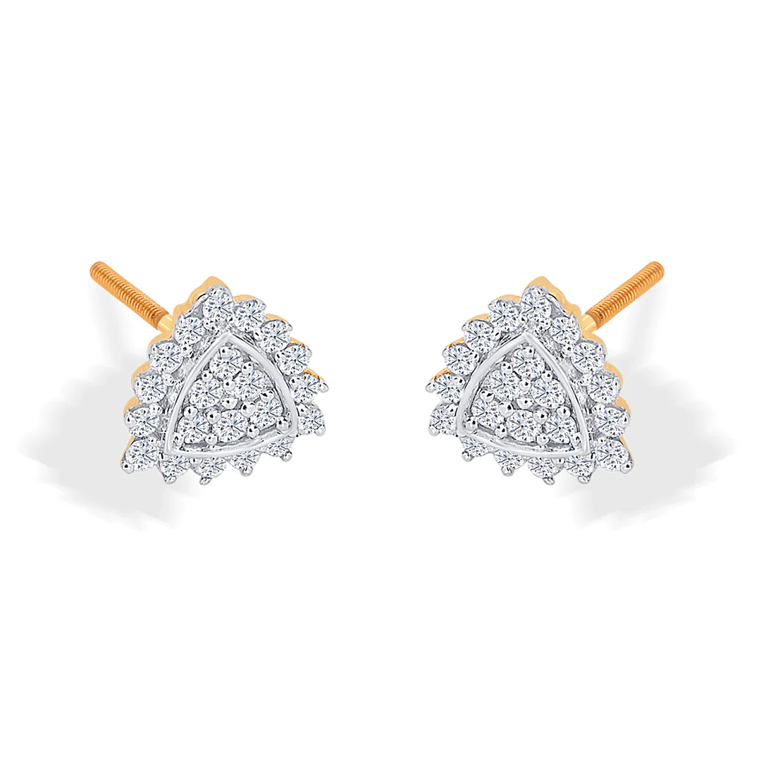 Tantalizing Yellow Gold & Diamond Stud Earring For Women - Image 3