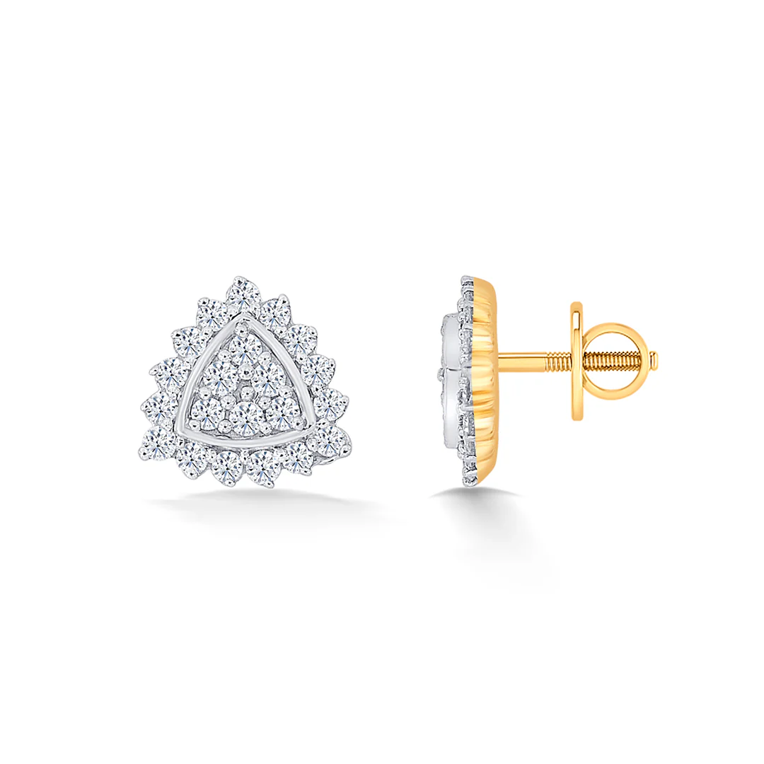 Tantalizing Yellow Gold & Diamond Stud Earring For Women - Image 4