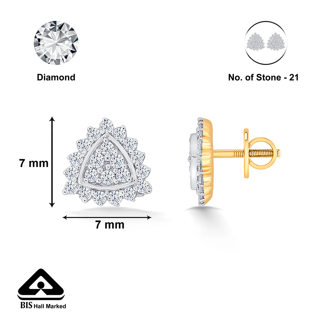 Tantalizing Yellow Gold & Diamond Stud Earring For Women - Image 5