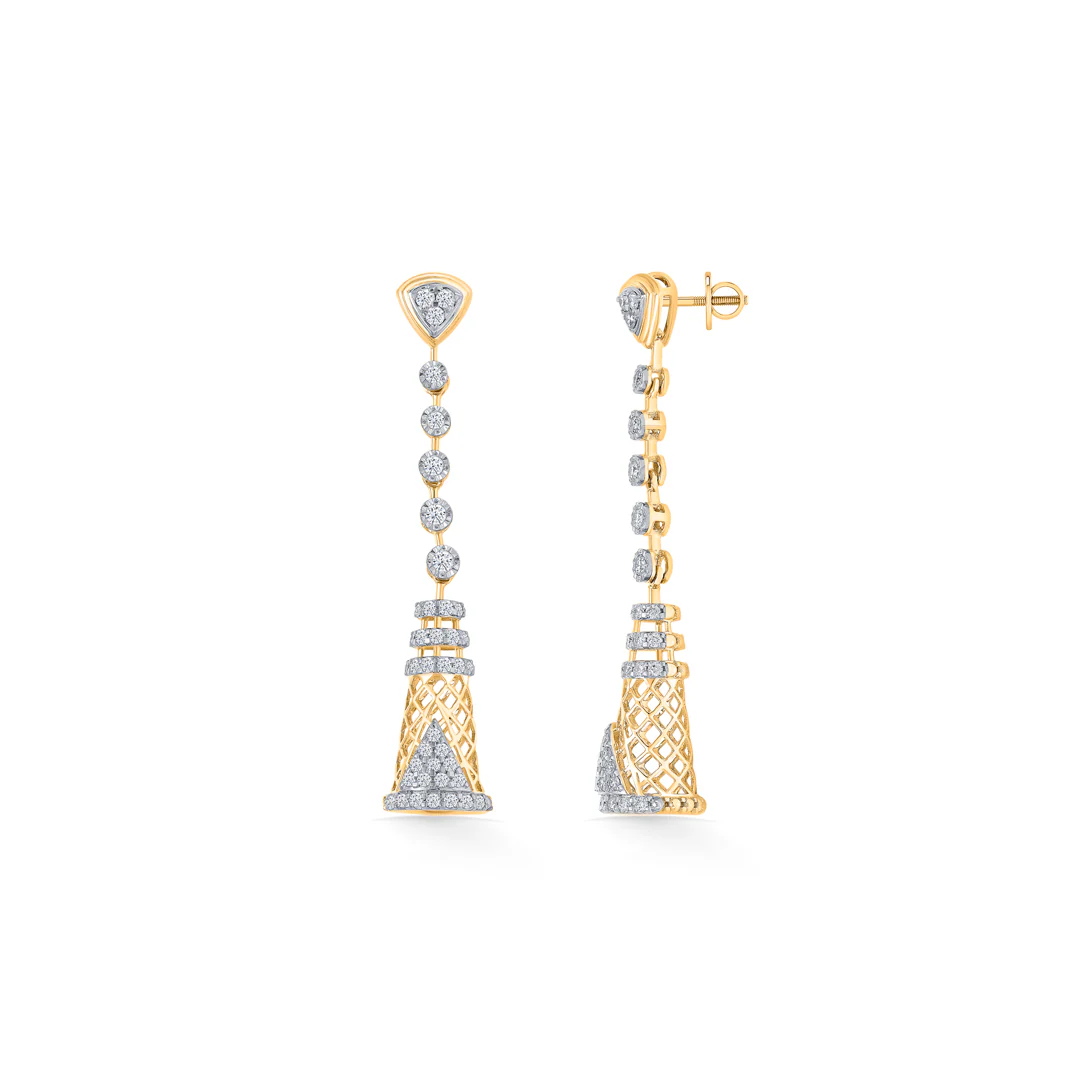 Tara Tassel Gold & Diamond Drops & Dangler Earring - Image 2