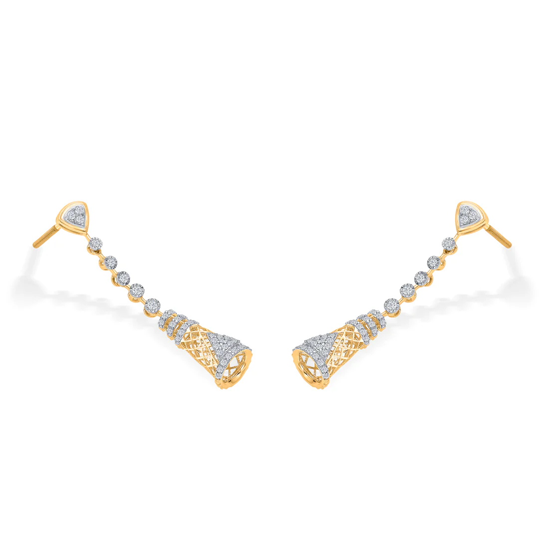 Tara Tassel Gold & Diamond Drops & Dangler Earring - Image 3