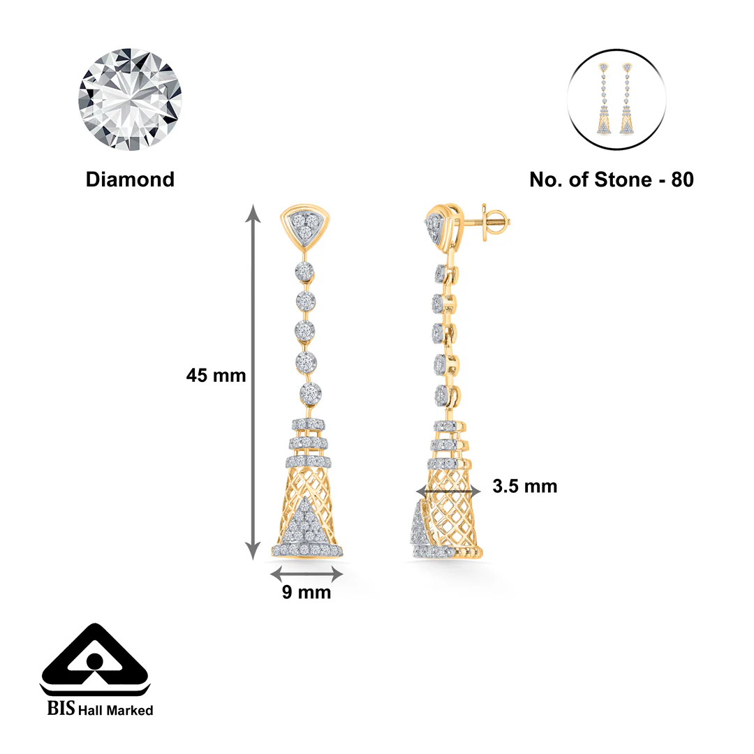 Tara Tassel Gold & Diamond Drops & Dangler Earring - Image 4
