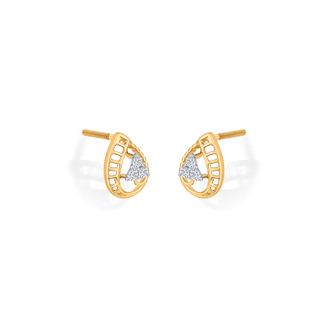 Teara Glow Gold Stud Diamond Earring - Image 2