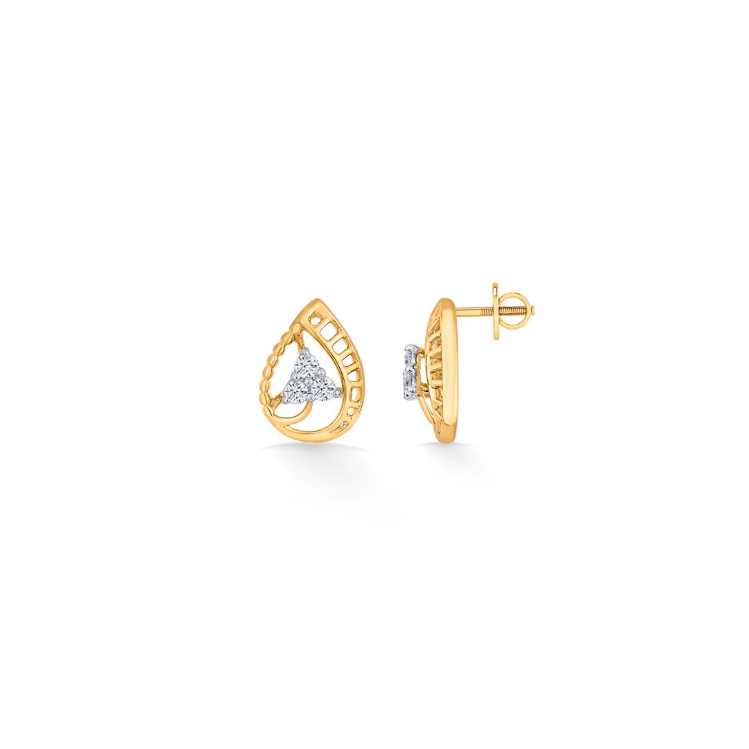 Teara Glow Gold Stud Diamond Earring - Image 3